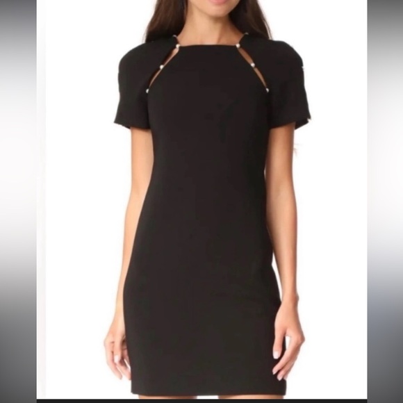 Alice & Olivia Black Pearl Kristiana Elegant Fitted Sheath Mini Dress 6 - Picture 8 of 9